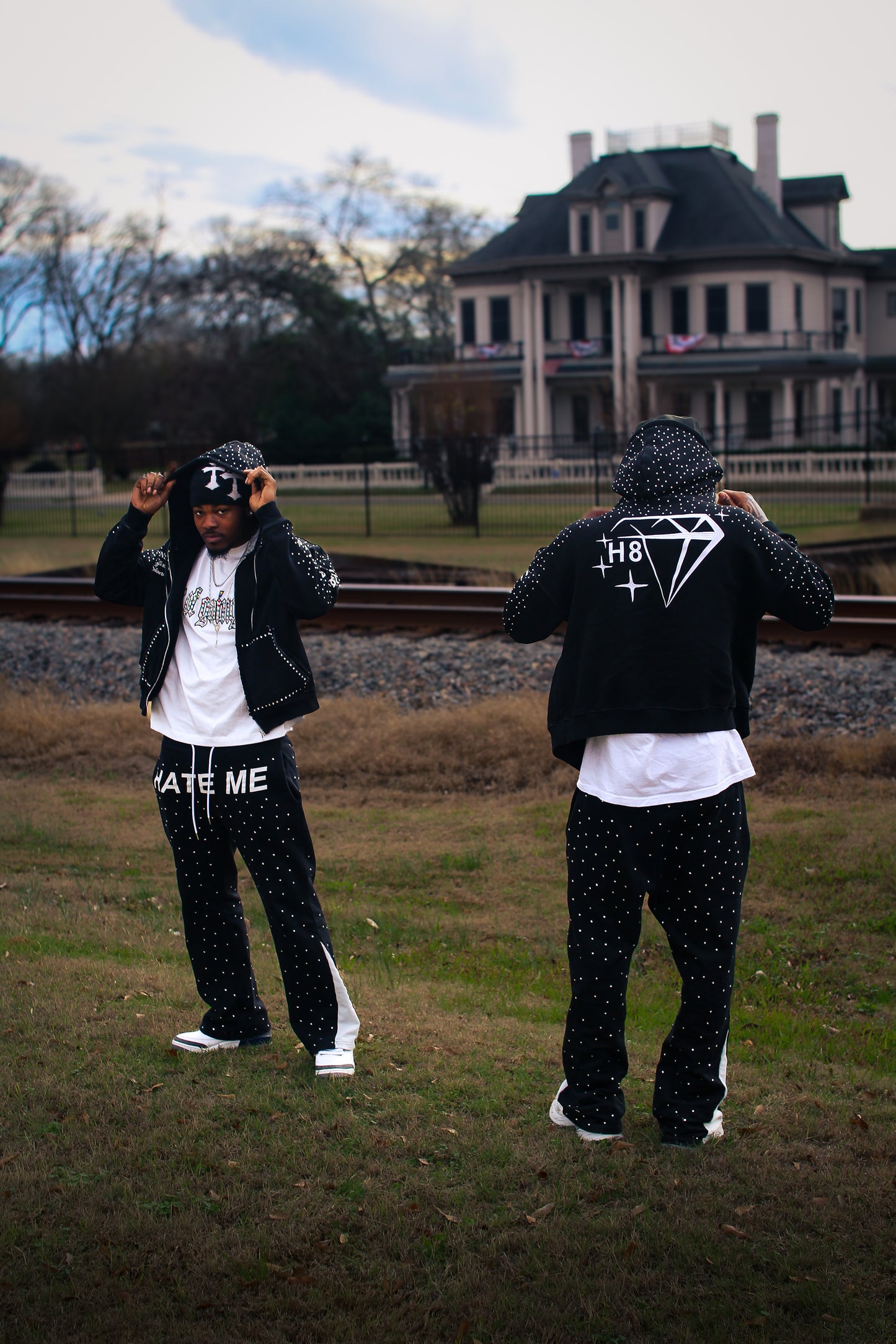 H8TRED RHINESTONE ZIP-UP