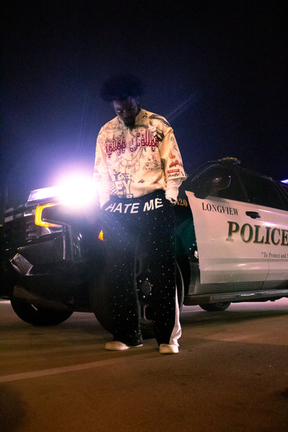 H8TRED RHINESTONE SWEATPANTS