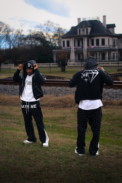 H8TRED RHINESTONE ZIP-UP