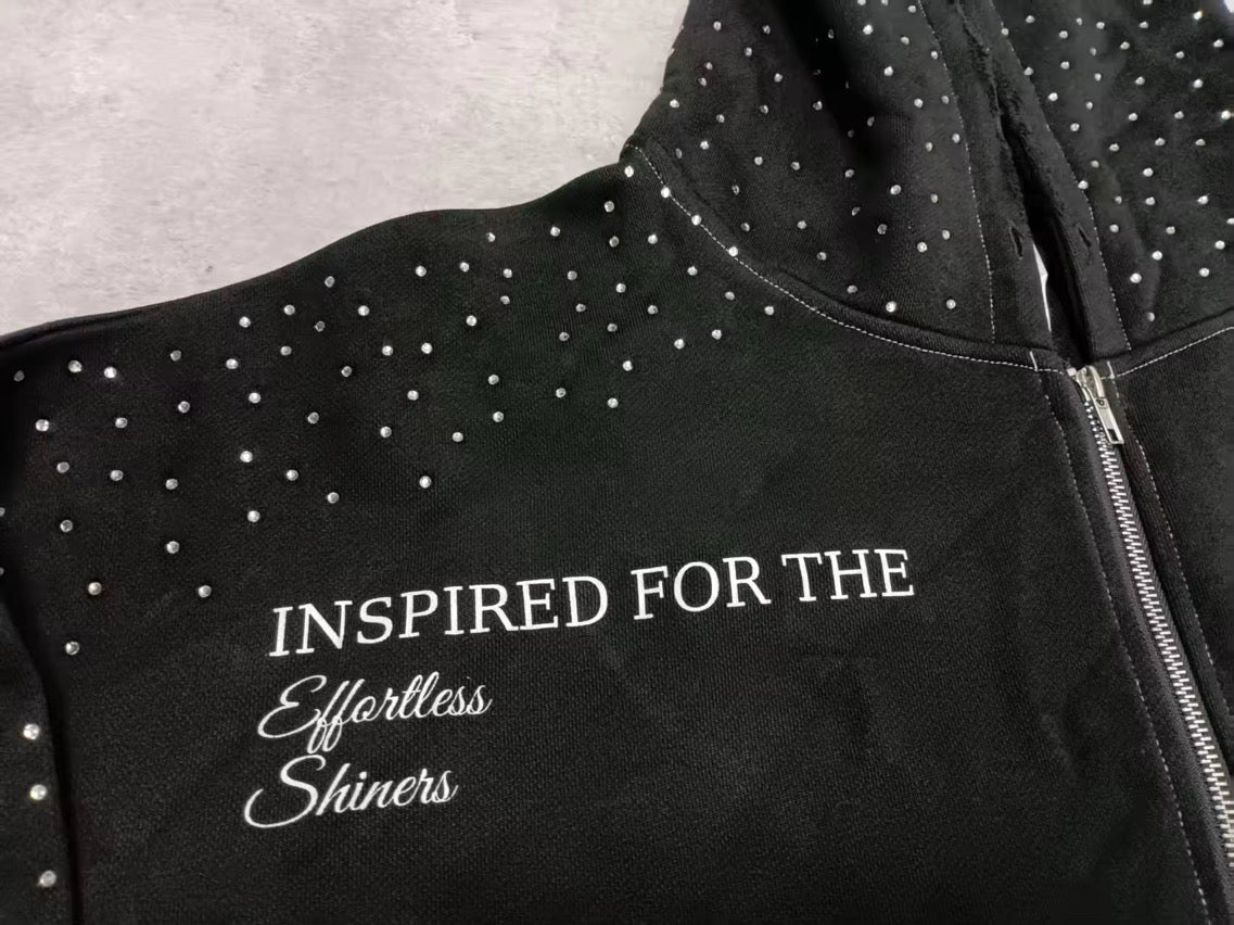 H8TRED RHINESTONE ZIP-UP
