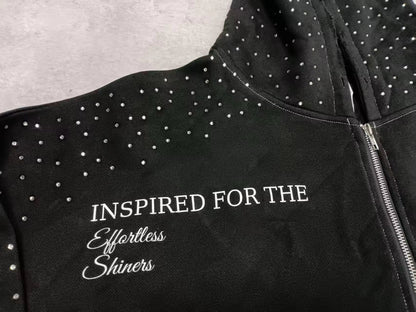 H8TRED RHINESTONE ZIP-UP