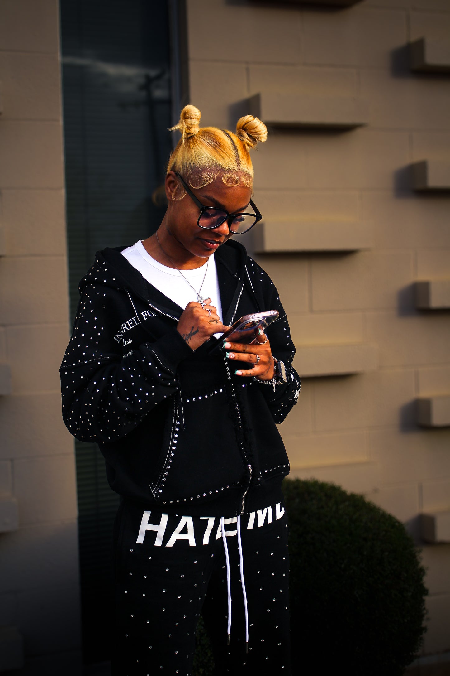 H8TRED RHINESTONE ZIP-UP