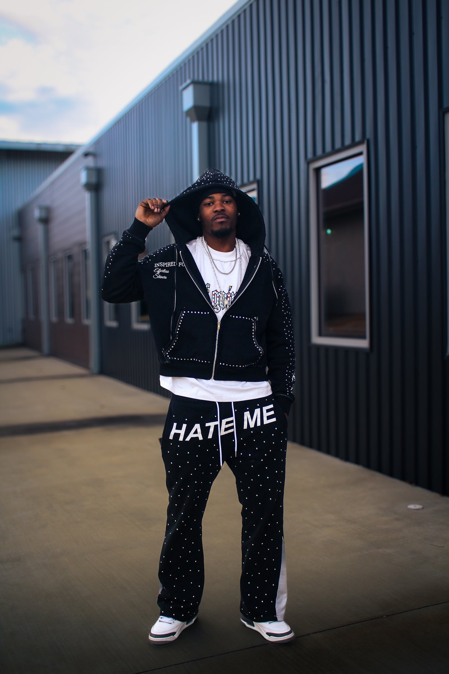 H8TRED RHINESTONE ZIP-UP